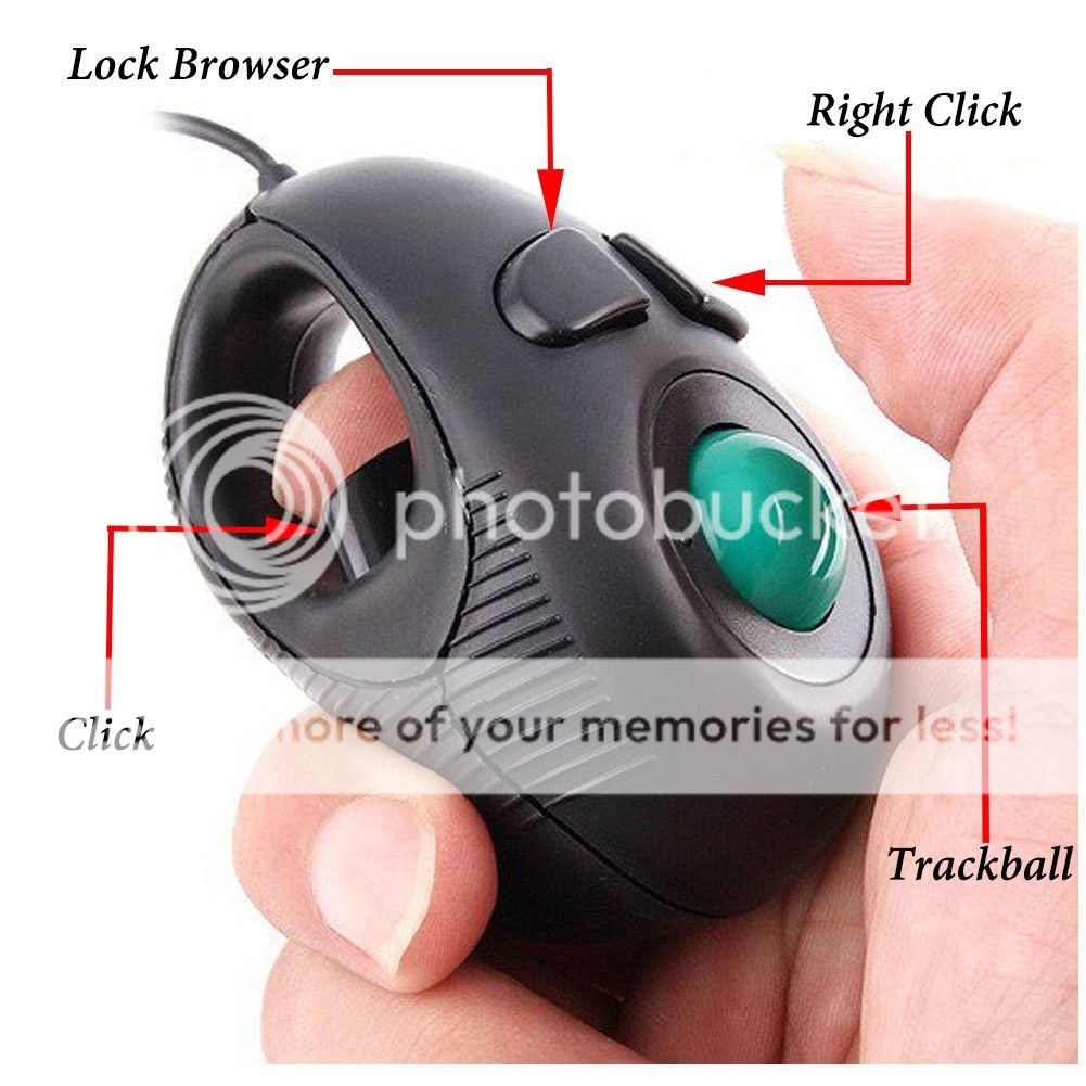 Portable Finger Hand Held USB Wired Mini Trackball Mouse PC Computer